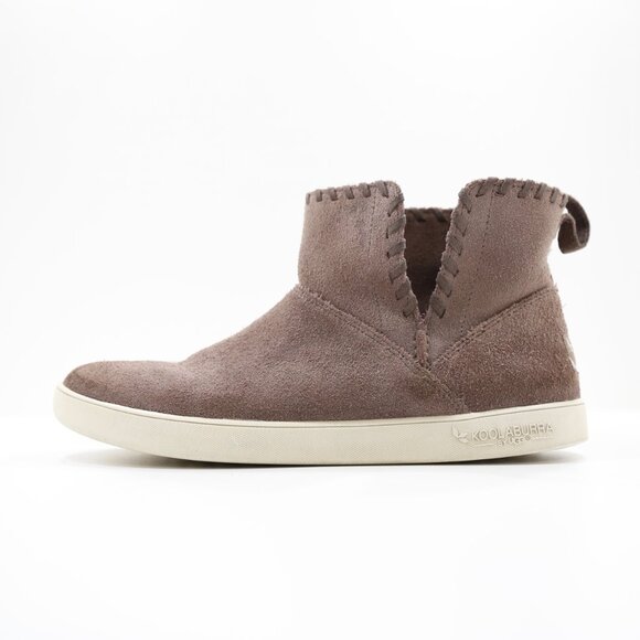 Koolaburra Rylee Brown Suede Leather Flat Ankle Boots - 8 - Picture 1 of 7